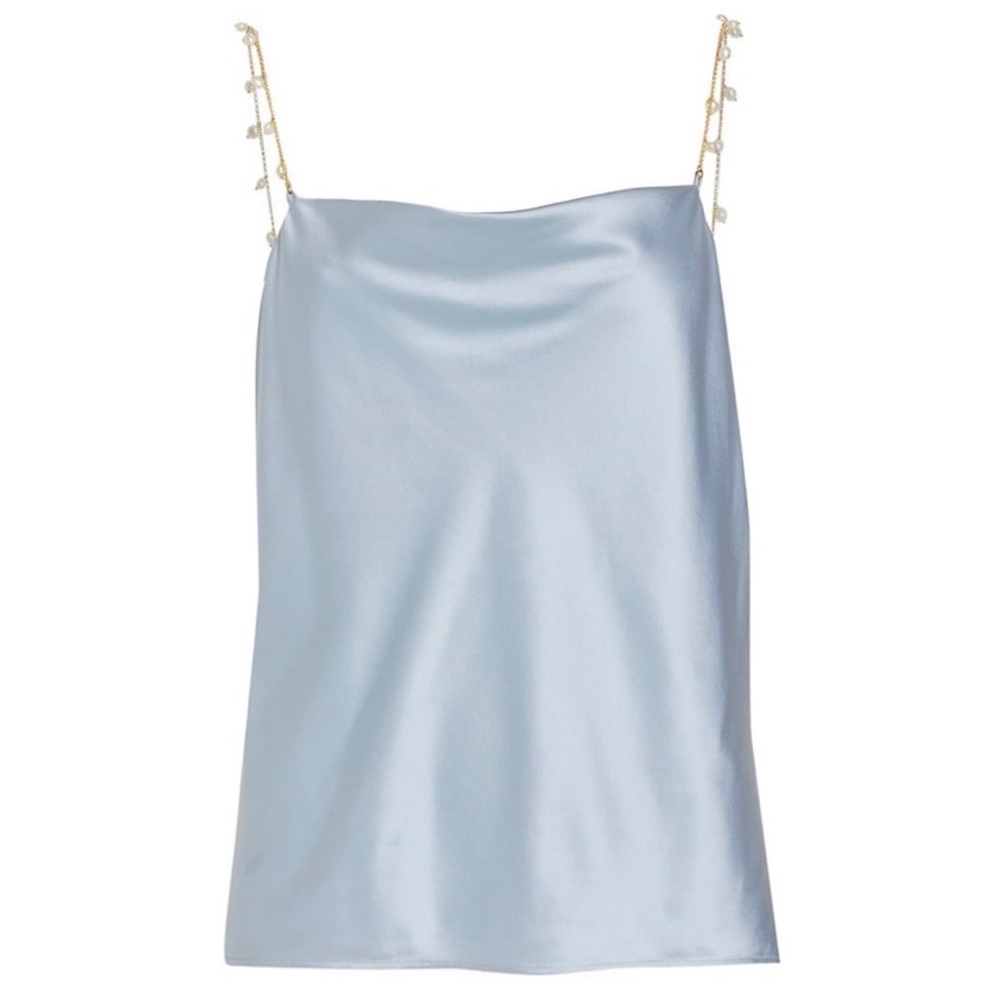 NWT Cami NYC Halogen Blue Busy Silk Tank Pearl Straps Extra Small $198 Revolve